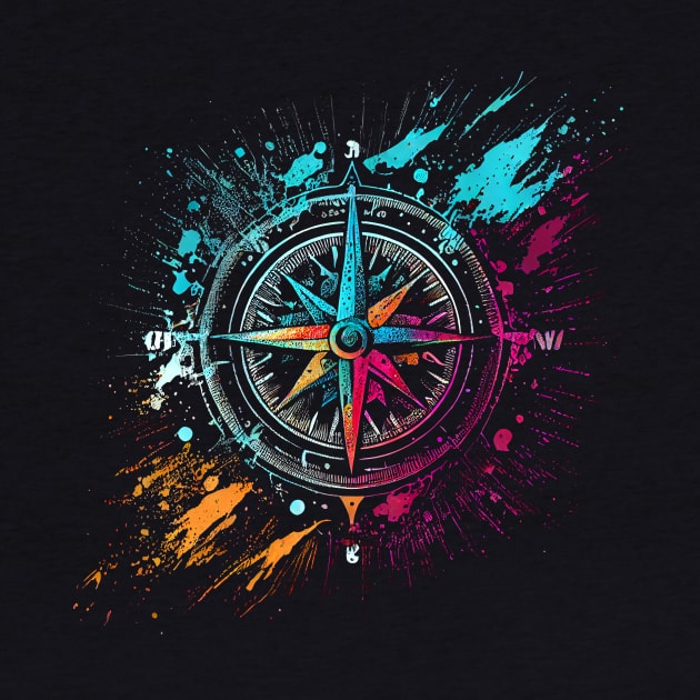 Colorful airbrush graffiti compass by Unelmoija